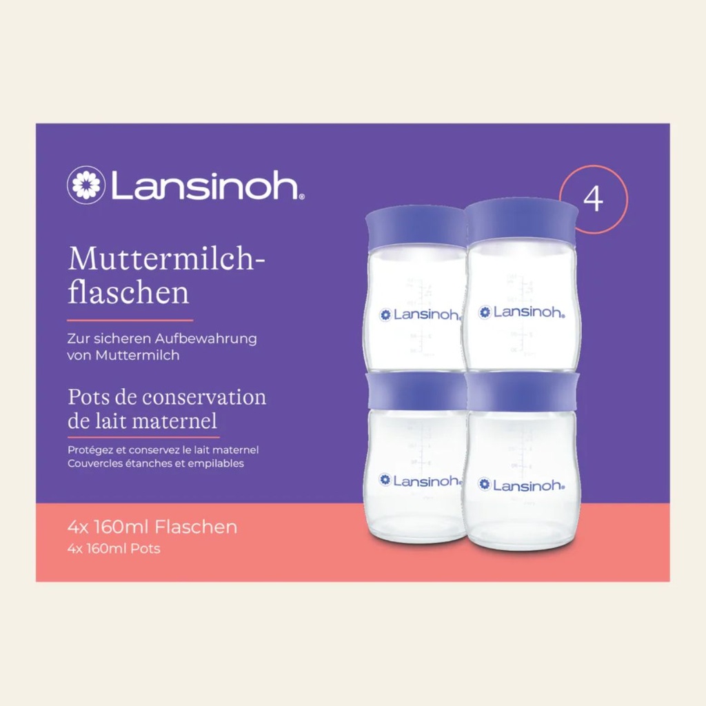 Pots de conservation pour lait maternel 4 x 160ml